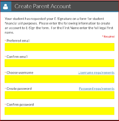 Create Parent Account