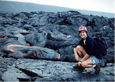 Ruth Hanna with lava
