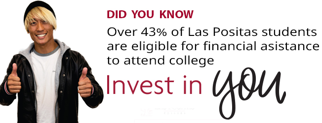 Over 43% of Las Positas students are eligible for financial asistance to atend college