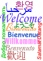 Welcome written in different languages.