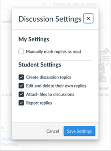 Discussion history settings