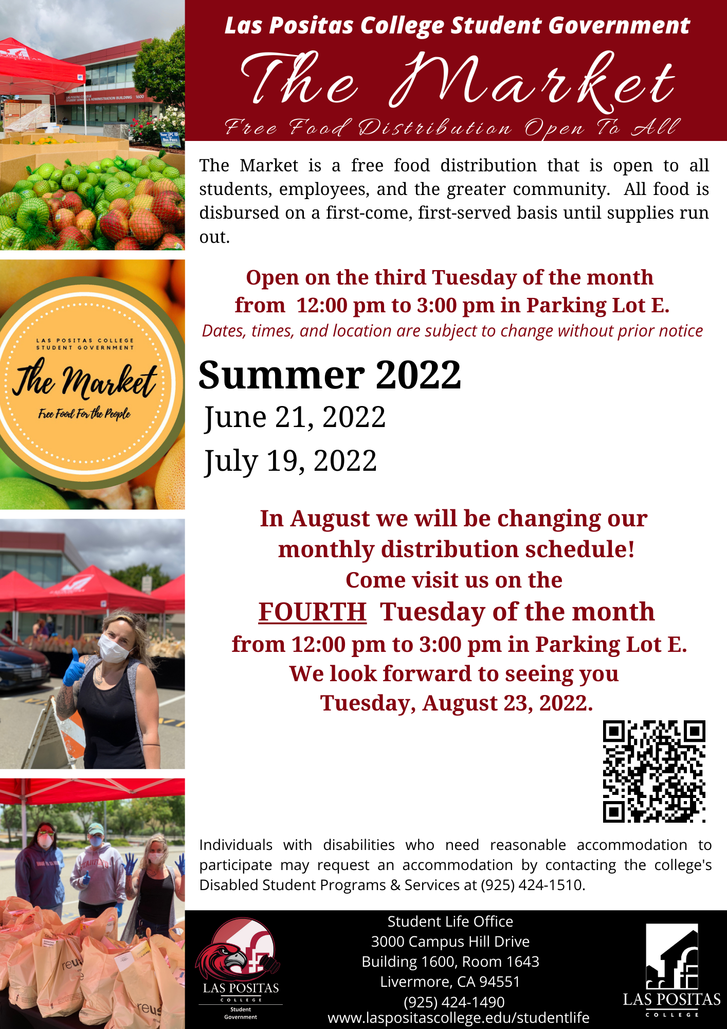 The Market Summer 2022 Flyer with New Schedule Announcement and QR Code
