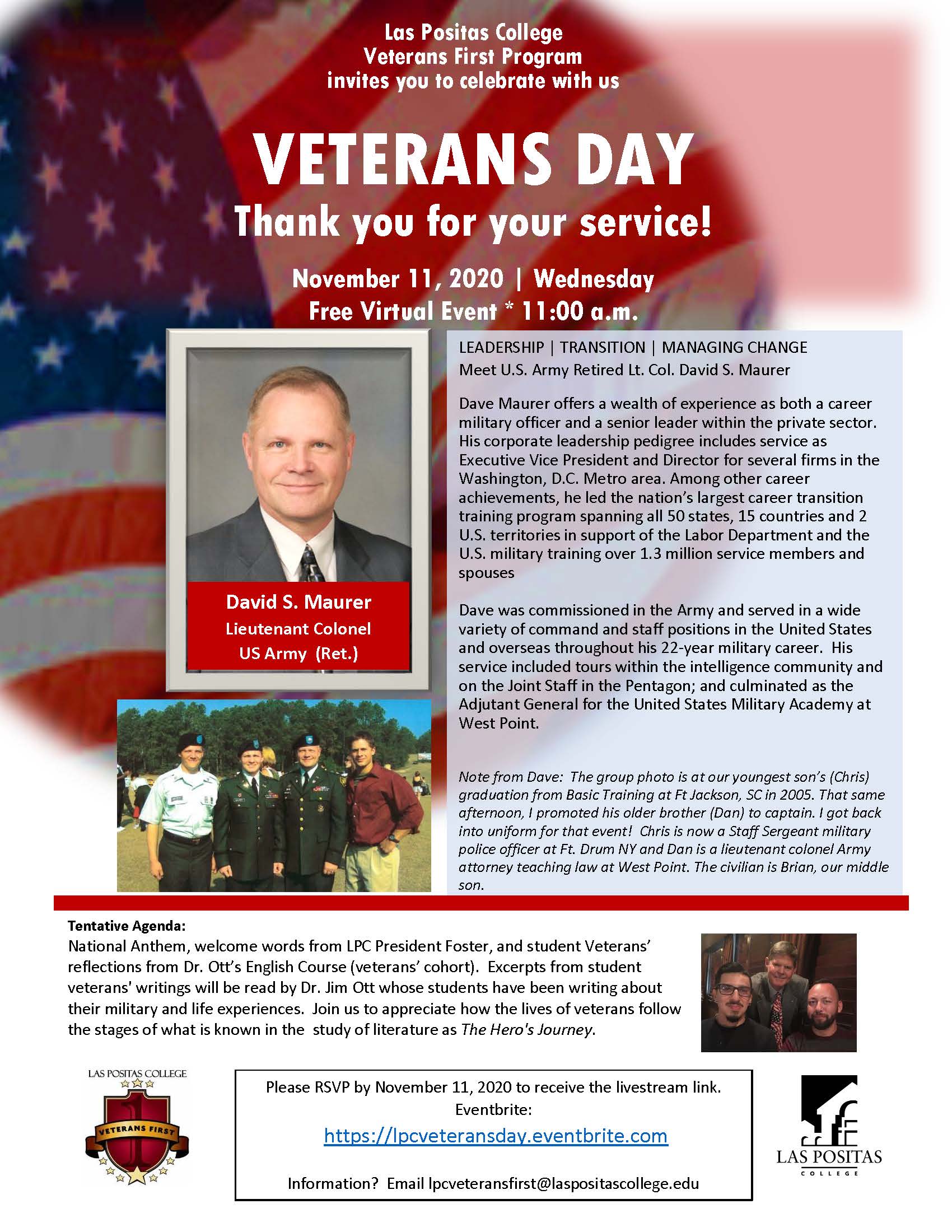 Honoring Veterans Day flyer