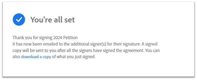 Confirmation of Petition Submission