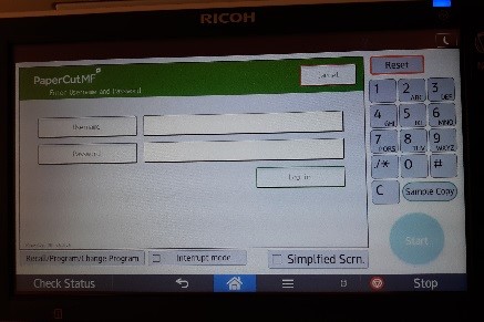 Ricoh login screen for username and password.