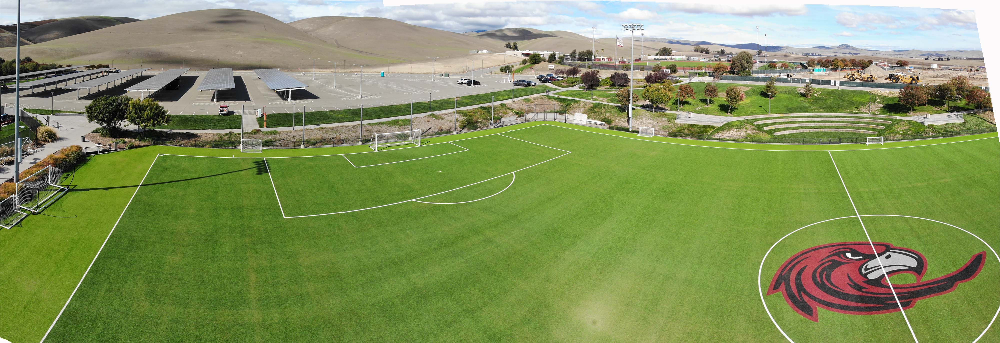 Aerial view of athletic field