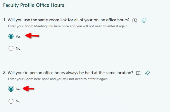 Global zoom link and room number radio buttons.