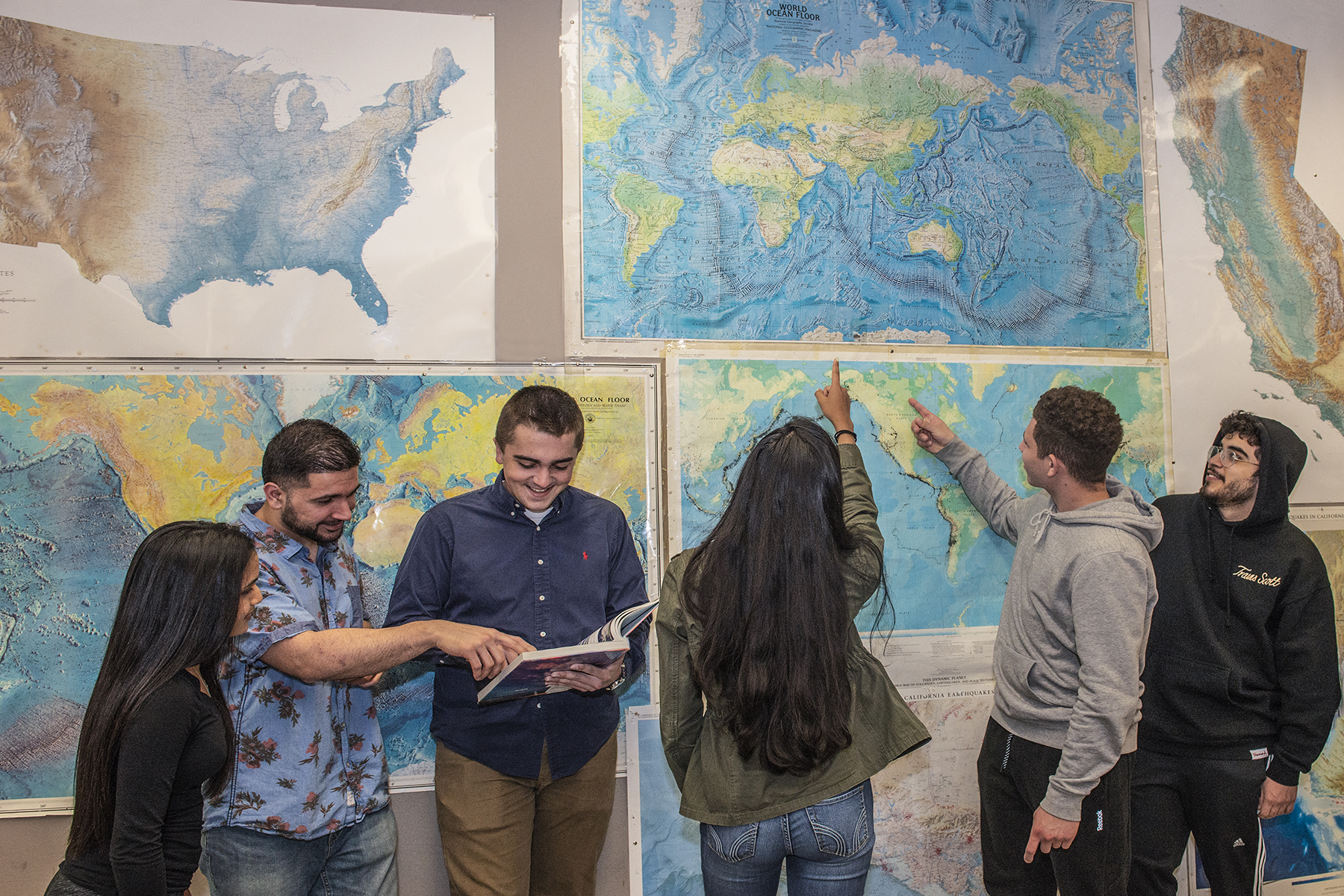 Students Studying World Map