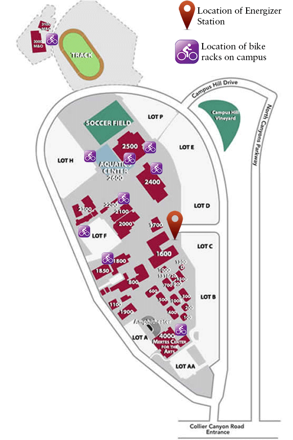 Map of bike racks at LPC