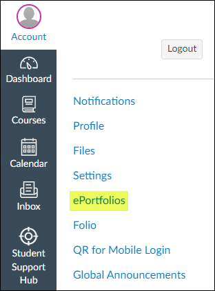 Click the ePortfolios link.