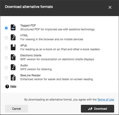 Alternative format choices