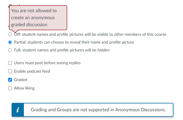 Anonymous settings