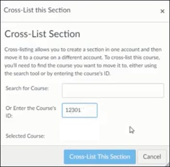 Arrow pointing to the Course ID box