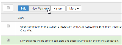 If you need to make major changes to an SAO, check the box in front of it, and click New Version.