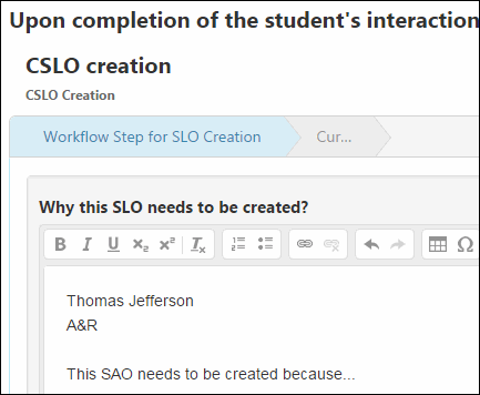 Answer the question about why the outcome needs to be created. Click Save and Continue.