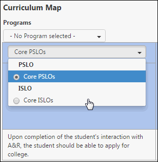 In the second drop-down, choose Core ISLOs.