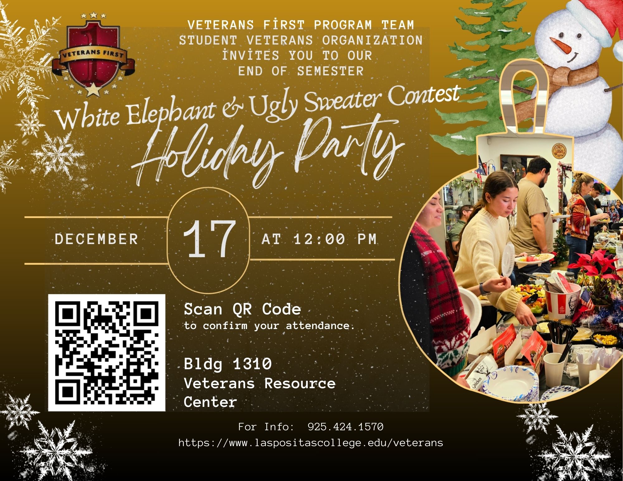 Flier for Fall 2025 SVO End of Semester Holiday Party Fall 2025 SVO End of Semester Holiday Party